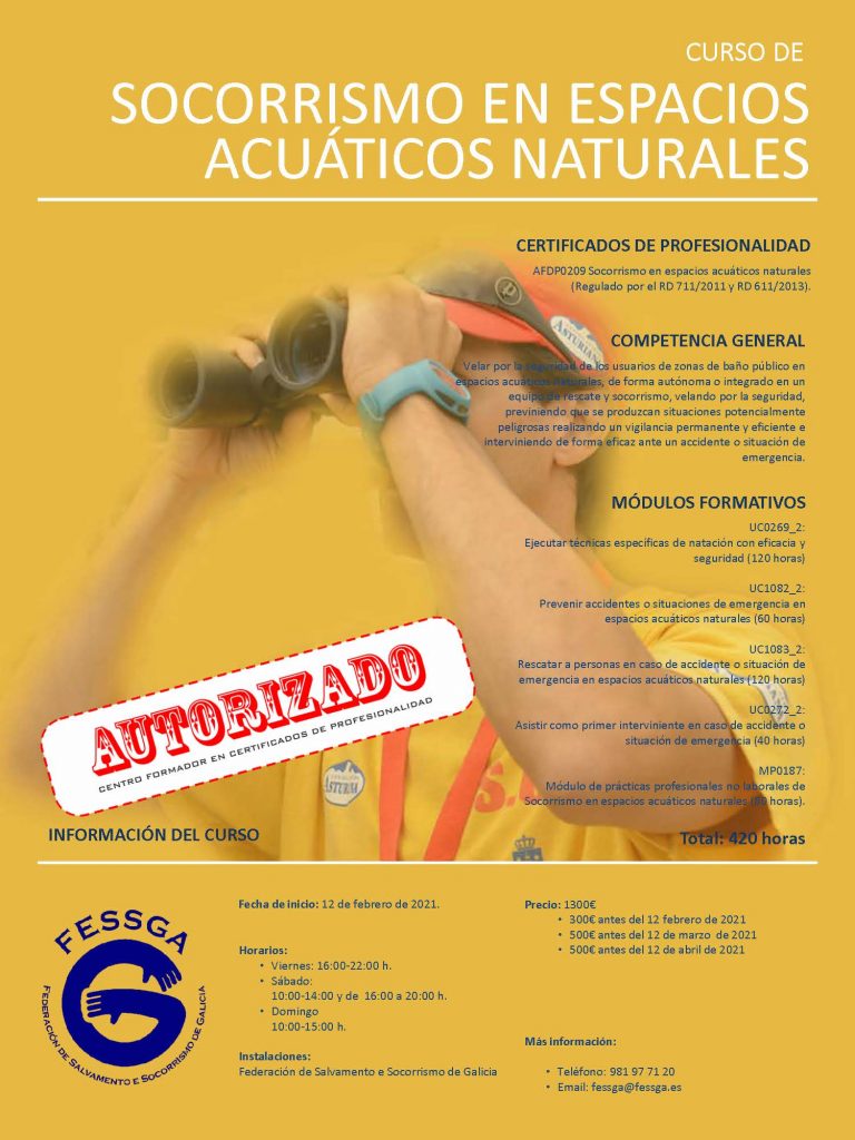 Certificado profesional de socorrismo en espazos acuáticos naturais (AFDP0209)